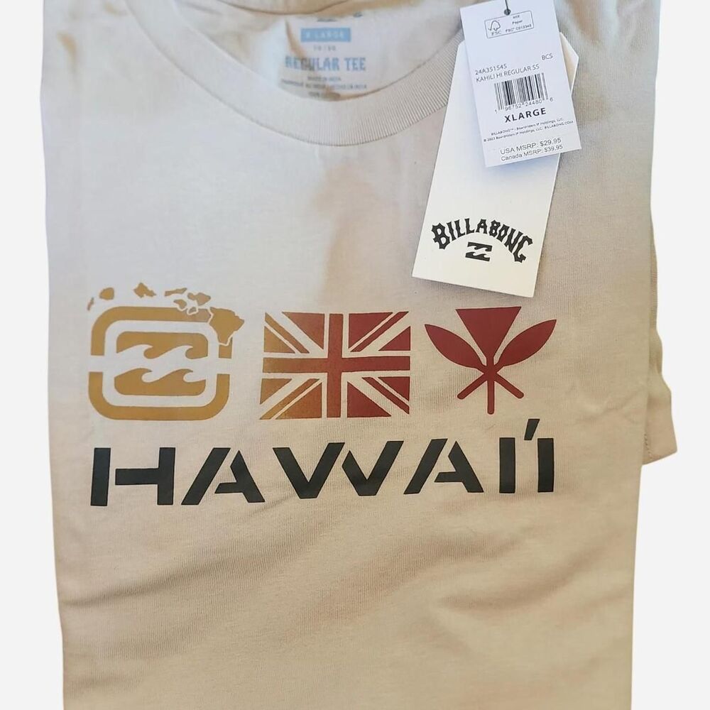 Billabong Men's Cream and White T-shirt